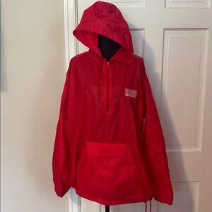 Vintage MV Sport Indiana University XL 3/4 Zip Red Windbreaker w/kangaroo pocket